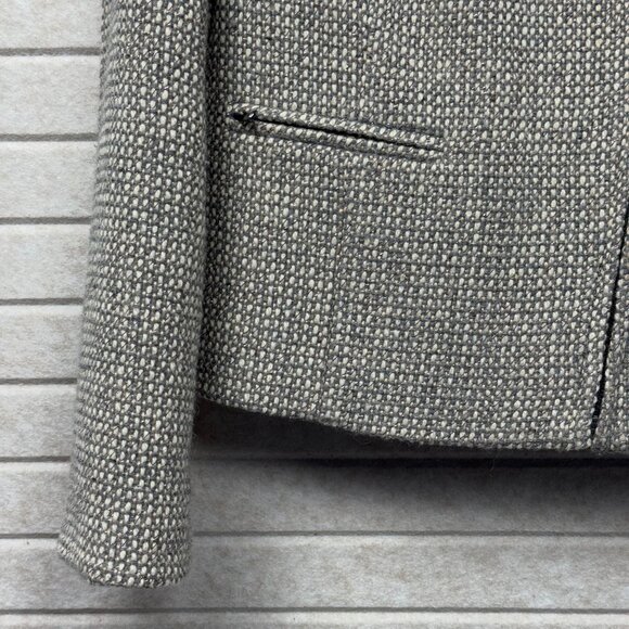 Talbots Tweed Jacket Gray Wool Blend Zip-Up Cuff Blazer Career Sport Coat 6P - Picture 4 of 16